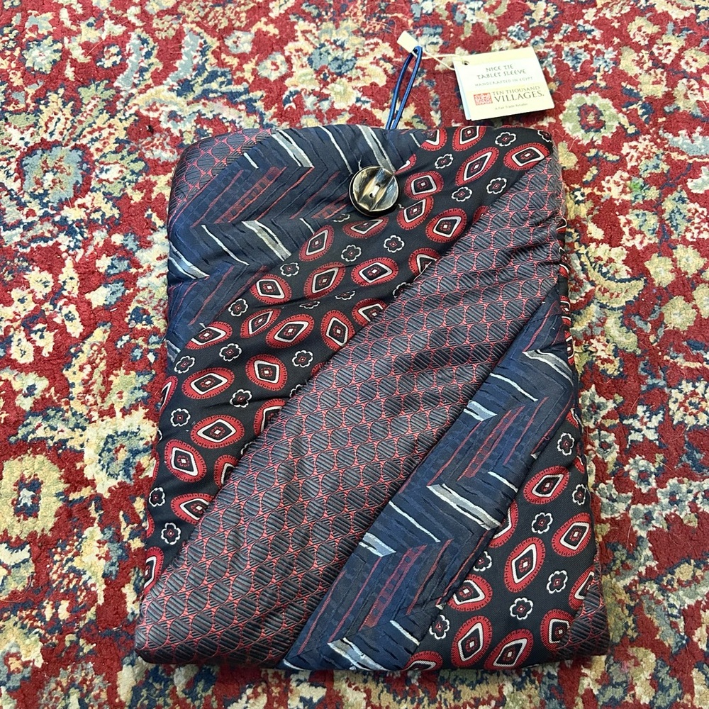 Upcycled Silk Tie Quilted Tablet Sleeve